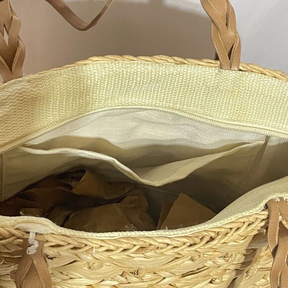 Vintage Woven Straw Tote Wicker  Handbag - Picture 10 of 12